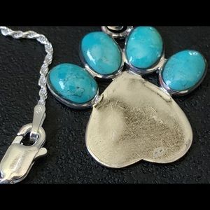 Genuine Native Turquoise Pendant Silver Necklace